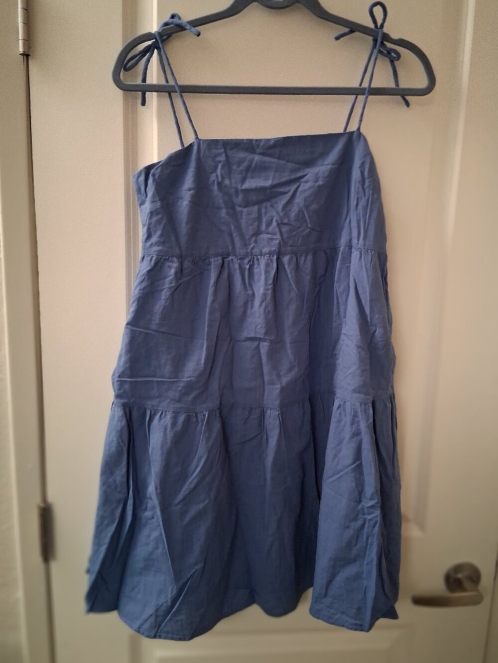 Everlane The Mini Gaze Tiered Dress Blue SZ XS NWT